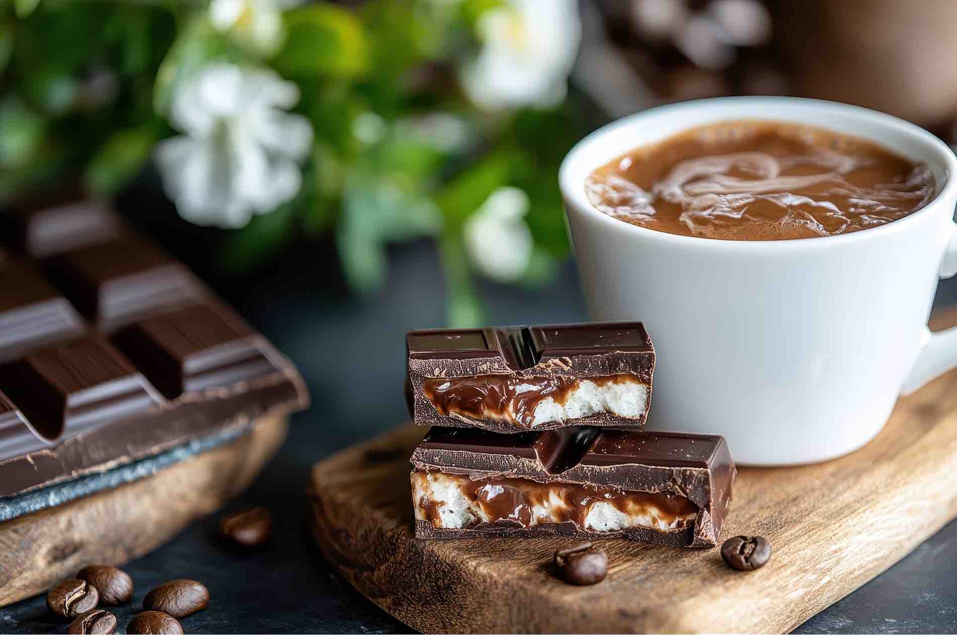 Tazza cioccolata e cioccolato ripieno